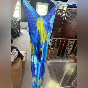 PrettyLittleThing Blue and Green Maxi Dress -could be used as scrap fabric-